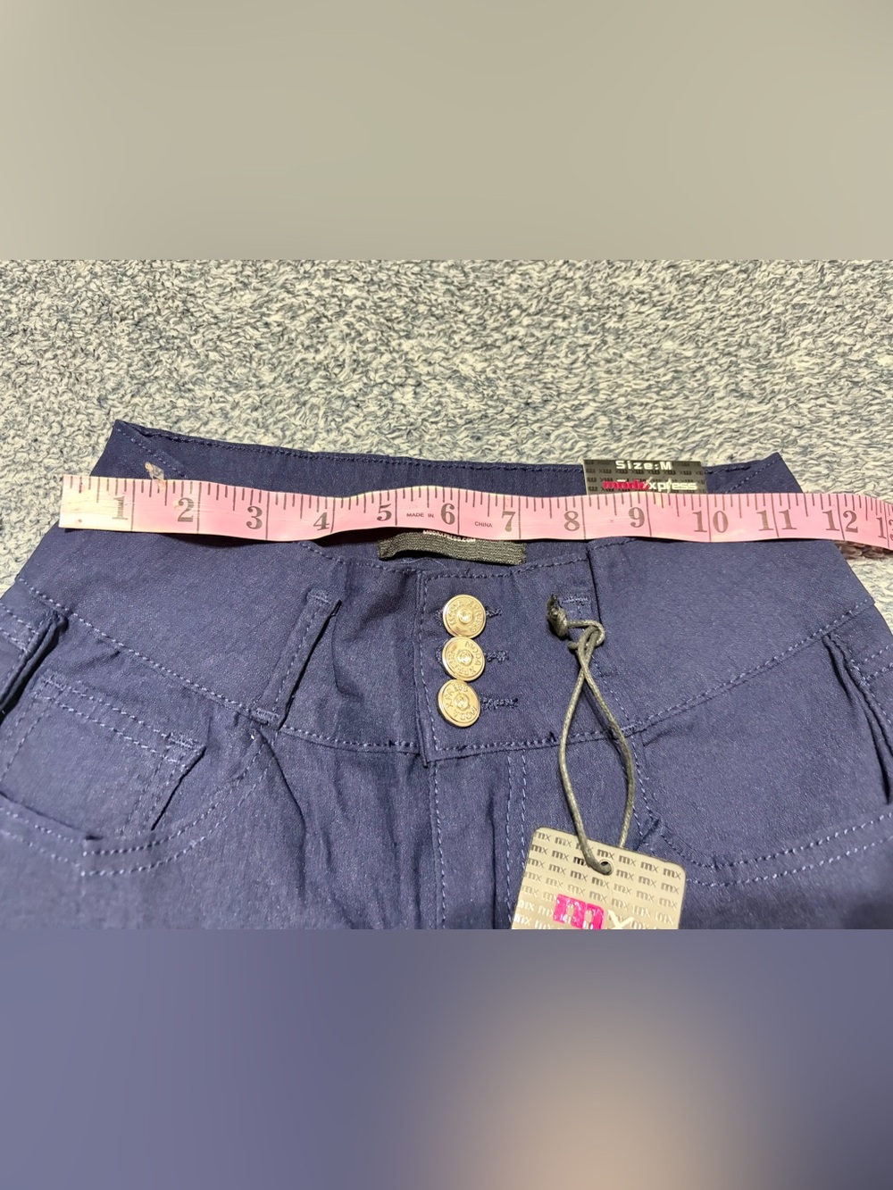 Moda Xpress Women's Navy Blue Cuffed Shorts Size M NWT (GOGO-9482NAVY) - Picture 6 of 11